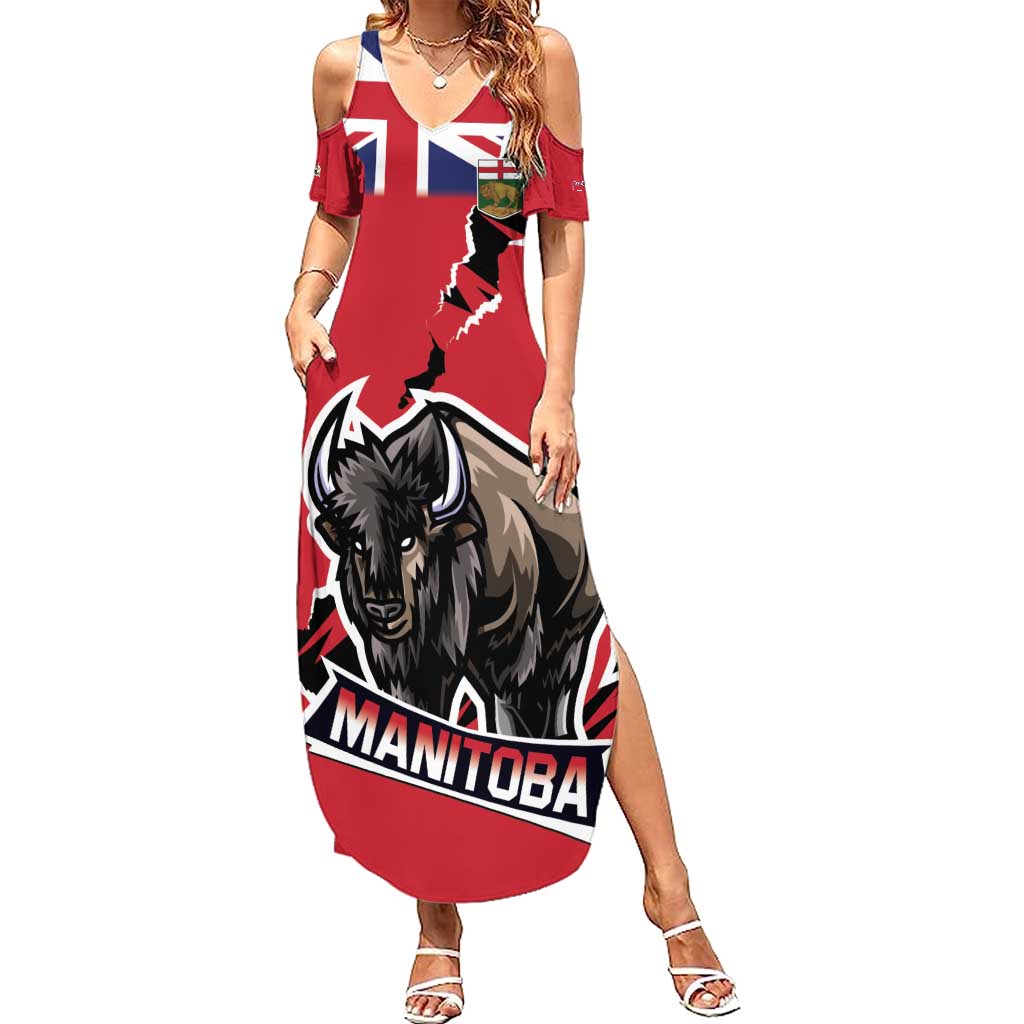 Personalized Canada Manitoba Province Bison Summer Maxi Dress Gloriosus et Liber