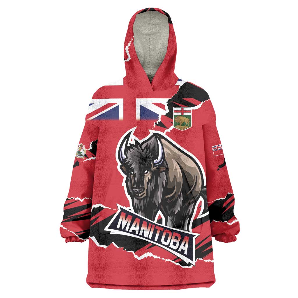 Personalized Canada Manitoba Province Bison Wearable Blanket Hoodie Gloriosus et Liber