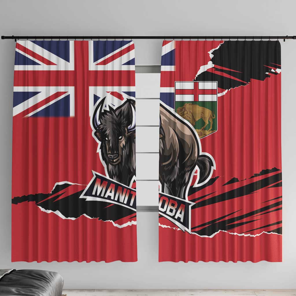 Canada Manitoba Province Bison Window Curtain Gloriosus et Liber