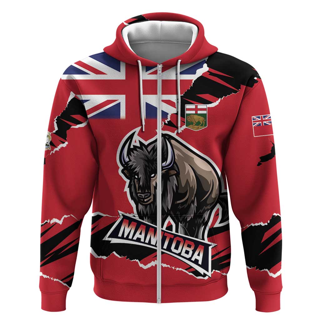 Personalized Canada Manitoba Province Bison Zip Hoodie Gloriosus et Liber