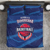 Blue basketball bedding set with Dominican Republic graphic on duvet and pillowcases