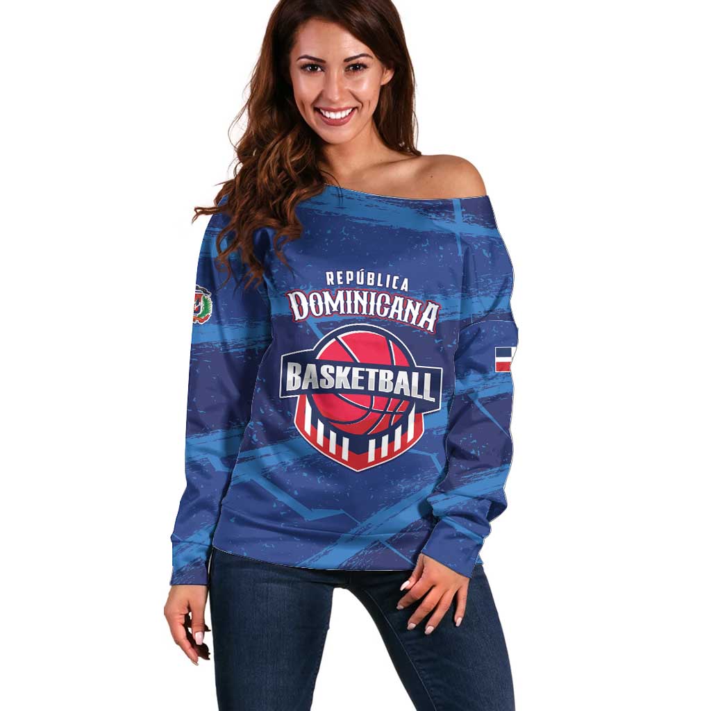 Custom Dominican Republic Basketball Off Shoulder Sweater Enjoy The Game