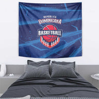 Blue basketball tapestry with centered Dominican Republic Basketball logo