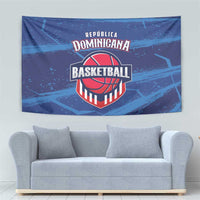 Blue basketball tapestry with Dominican Republic Basketball crest and emblem