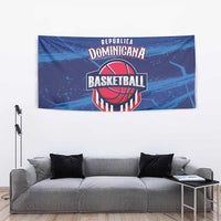 Blue basketball tapestry with Dominican Republic Basketball emblem and text