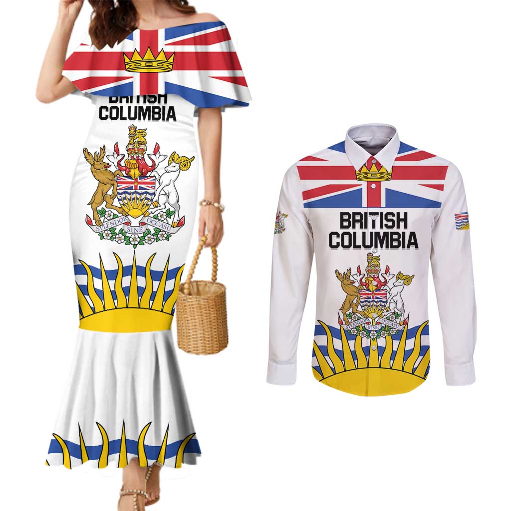 Personalized Canada British Columbia Province Couples Matching Mermaid Dress and Long Sleeve Button Shirt Splendor sine occasu