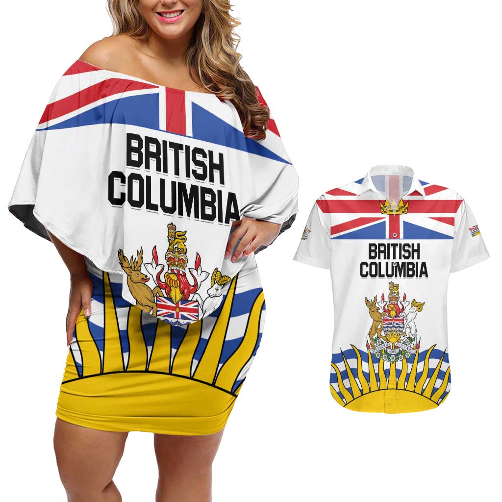 Personalized Canada British Columbia Province Couples Matching Off Shoulder Short Dress and Hawaiian Shirt Splendor sine occasu