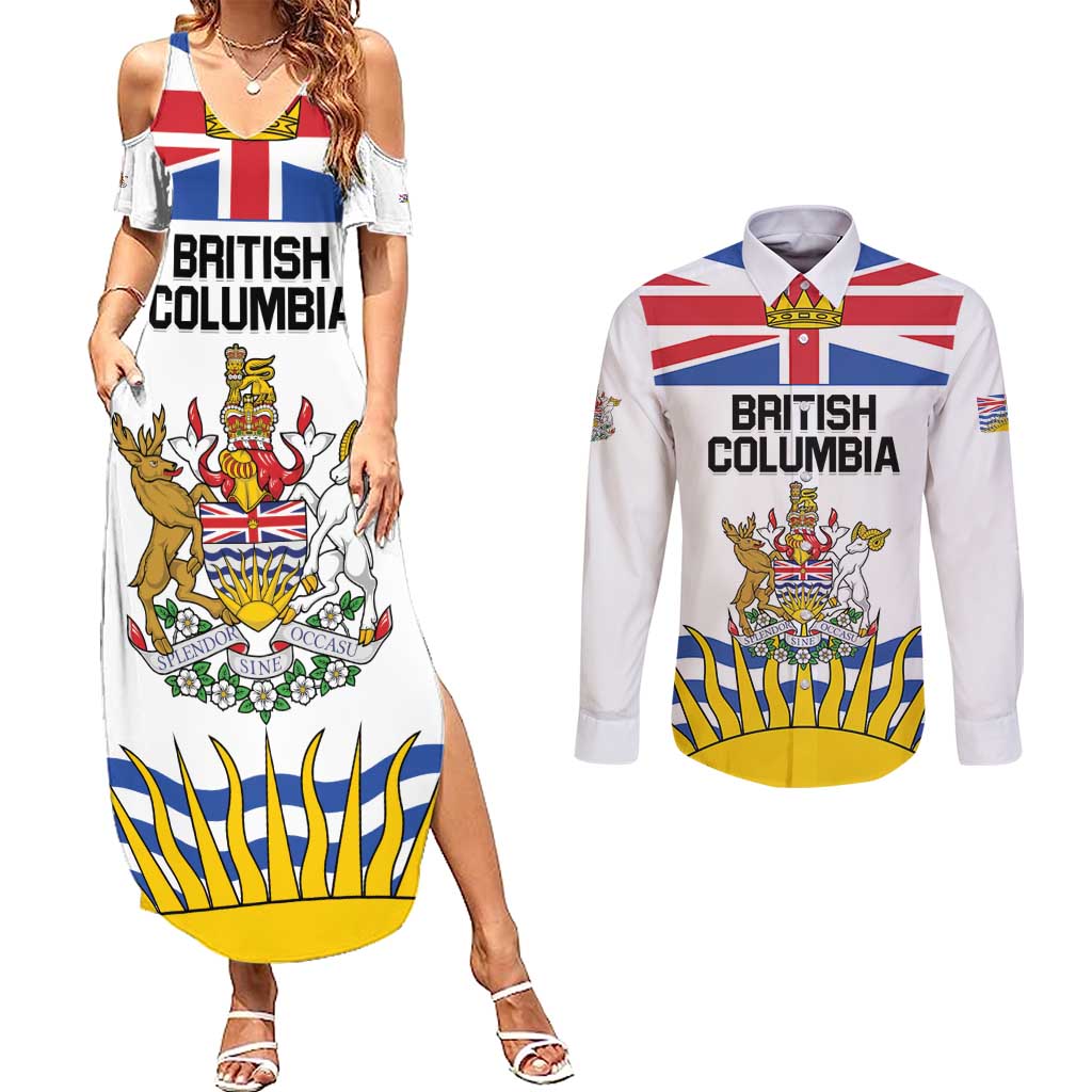 Personalized Canada British Columbia Province Couples Matching Summer Maxi Dress and Long Sleeve Button Shirt Splendor sine occasu