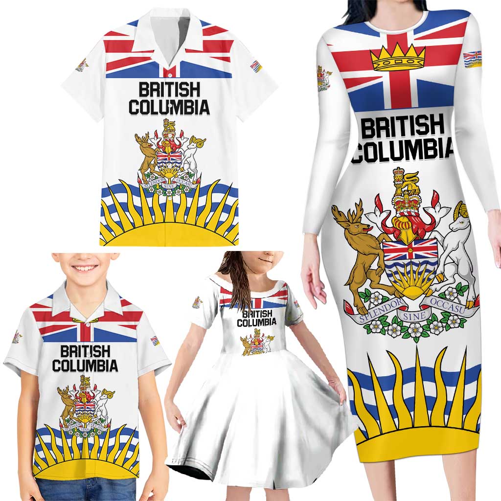 Personalized Canada British Columbia Province Family Matching Long Sleeve Bodycon Dress and Hawaiian Shirt Splendor sine occasu