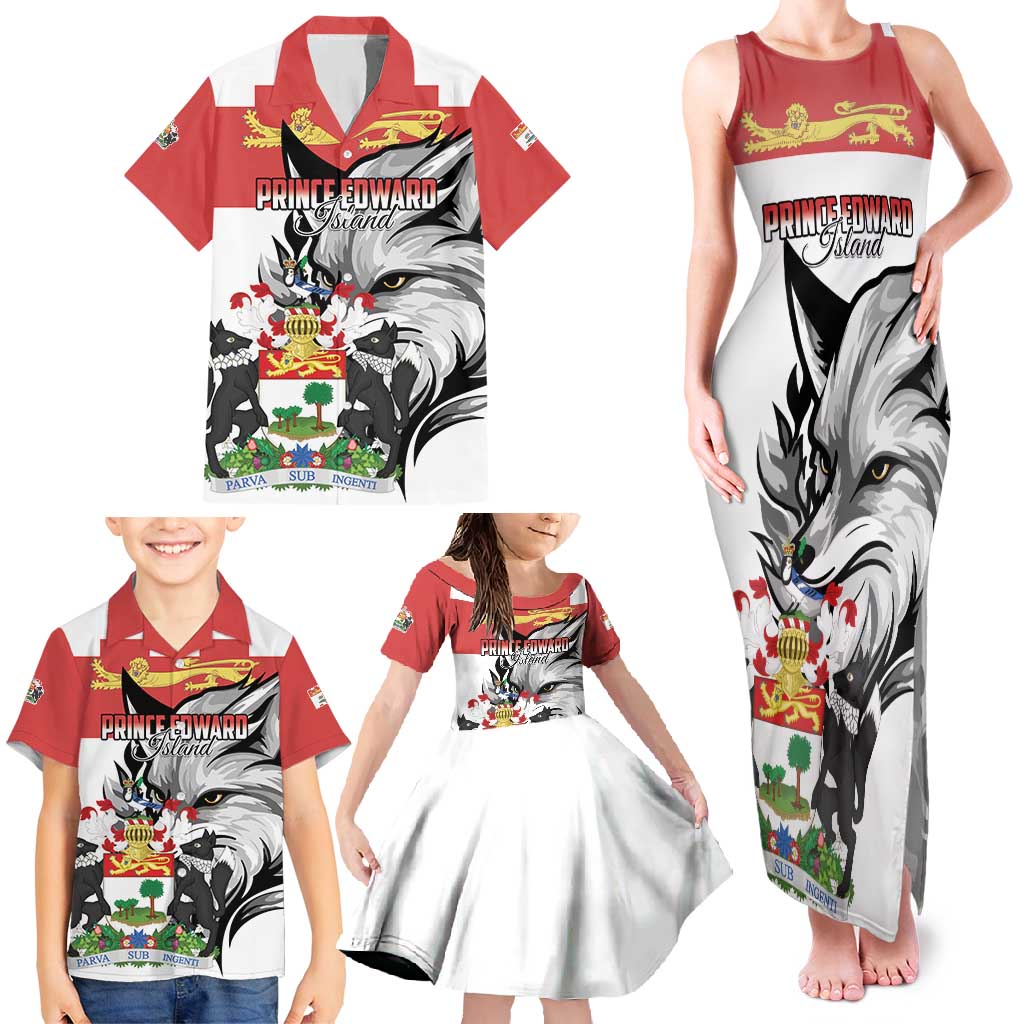 Personalized Canada Prince Edward Island Province Family Matching Tank Maxi Dress and Hawaiian Shirt Silver Fox Parva sub ingenti