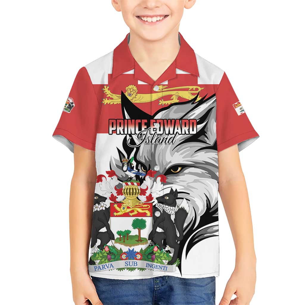 Personalized Canada Prince Edward Island Province Kid Hawaiian Shirt Silver Fox Parva sub ingenti