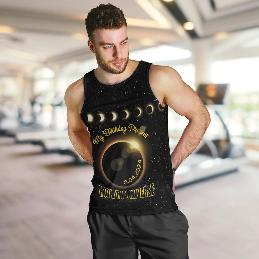 Personalized Total Solar Eclipse 2024 Men Tank Top My Birthday Present From The Universe - Wonder Print Shop