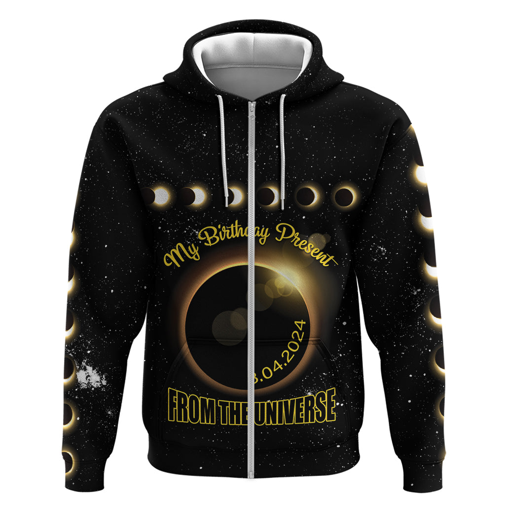 Personalized Total Solar Eclipse 2024 Zip Hoodie My Birthday Present From The Universe - Wonder Print Shop