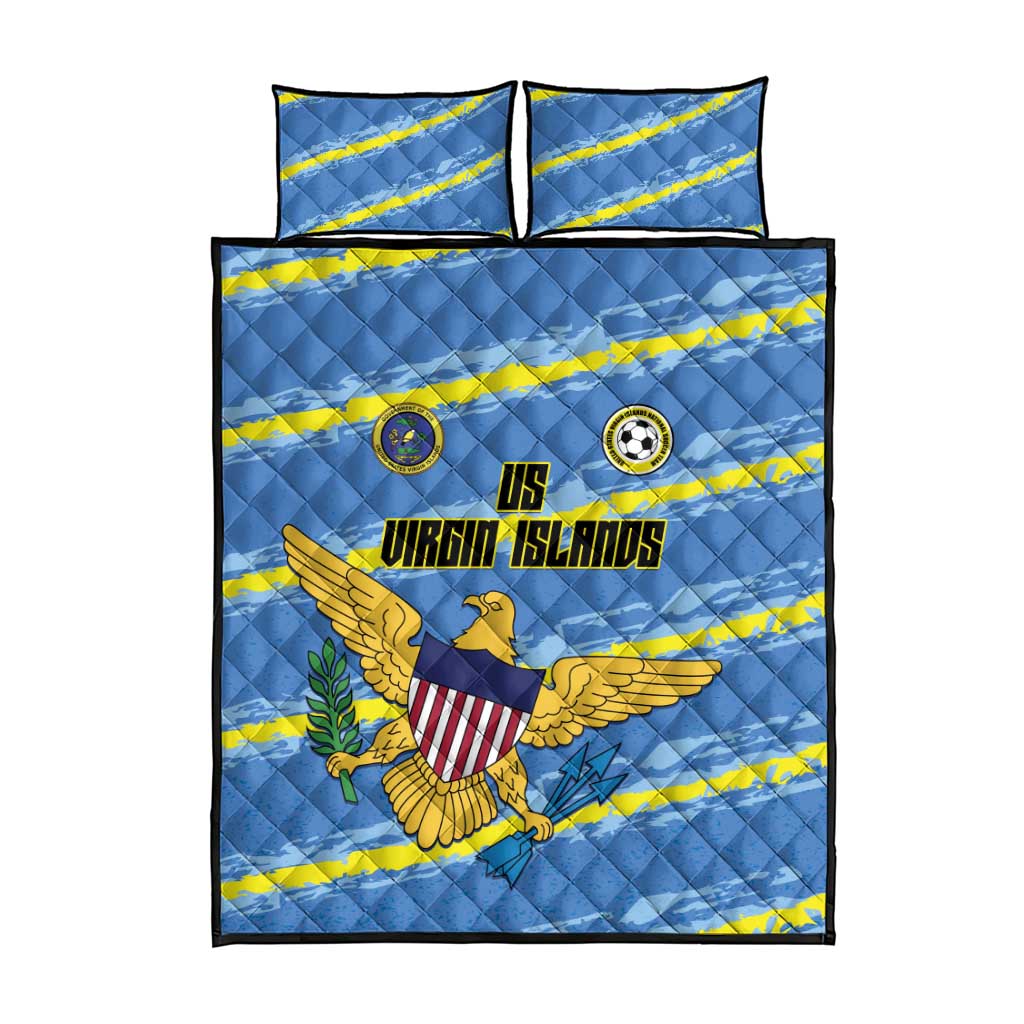 US Virgin Islands Soccer Quilt Bed Set Team Dashing Eagles Come On