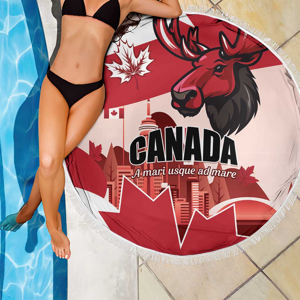 Canada Day 1867 Beach Blanket Moose With Maple Leaves