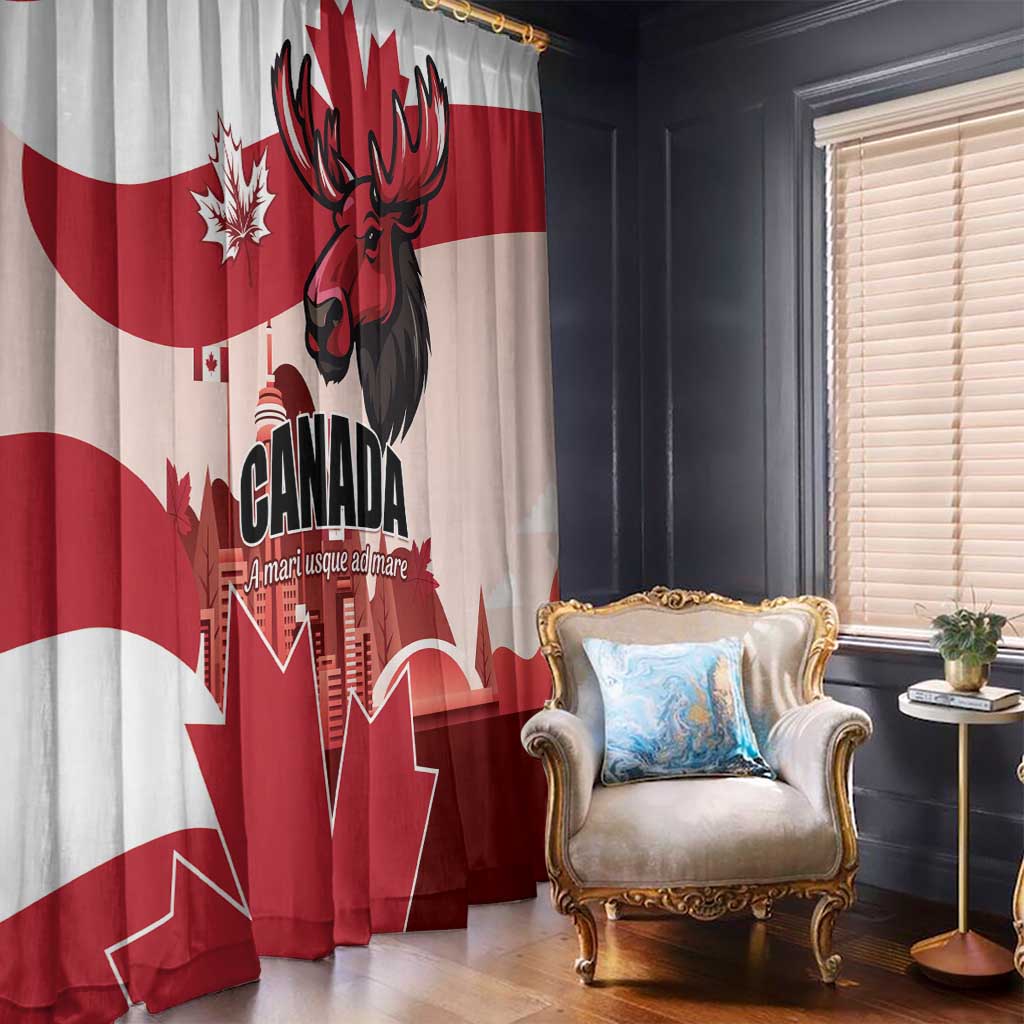 Canada Day 1867 Window Curtain Moose With Maple Leaves