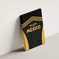Framed canvas wall art with black and gold Mexico football design