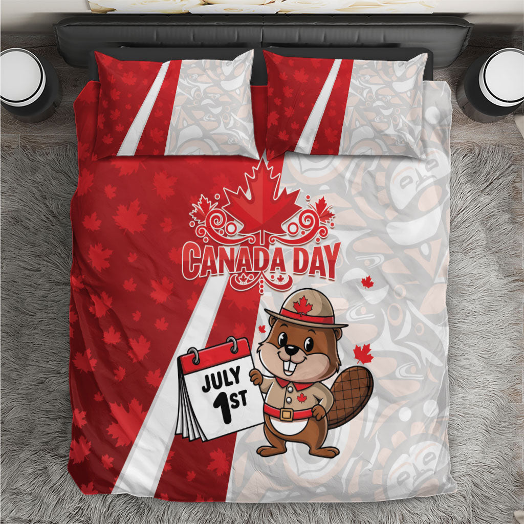 Canada Day Bedding Set Beaver Mountie Maple Leaves