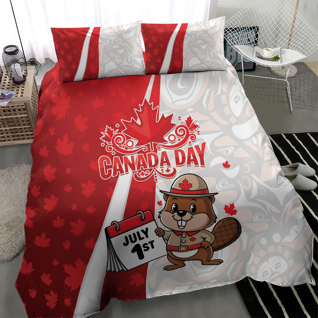 Canada Day Bedding Set Beaver Mountie Maple Leaves