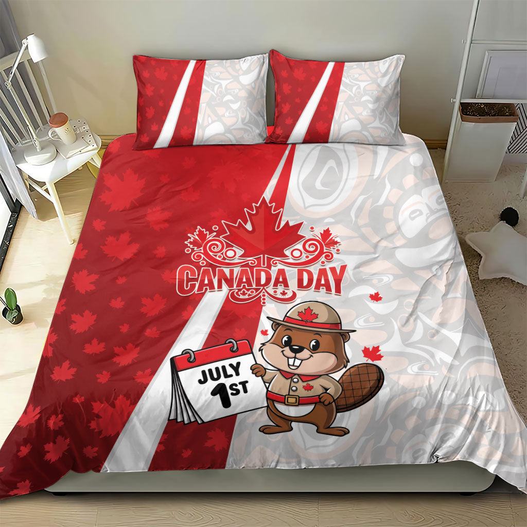 Canada Day Bedding Set Beaver Mountie Maple Leaves