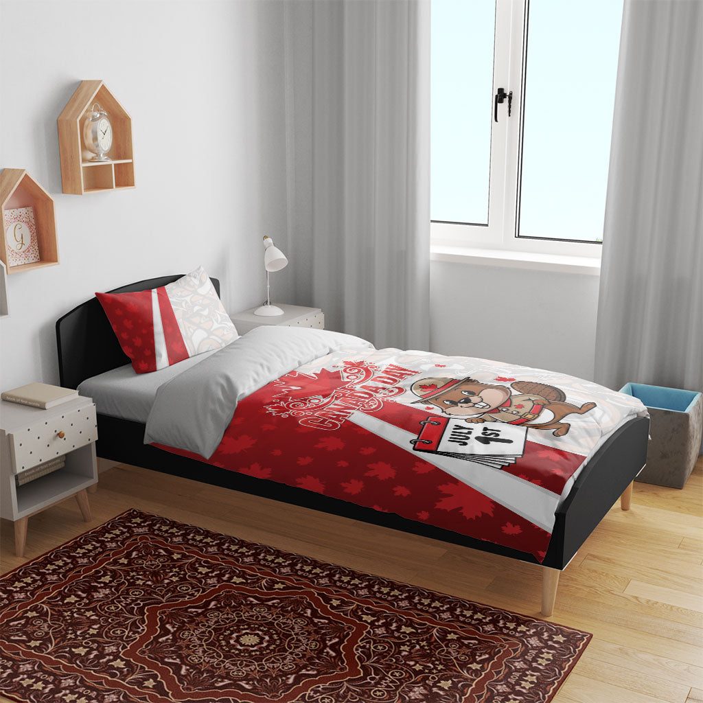 Canada Day Bedding Set Beaver Mountie Maple Leaves