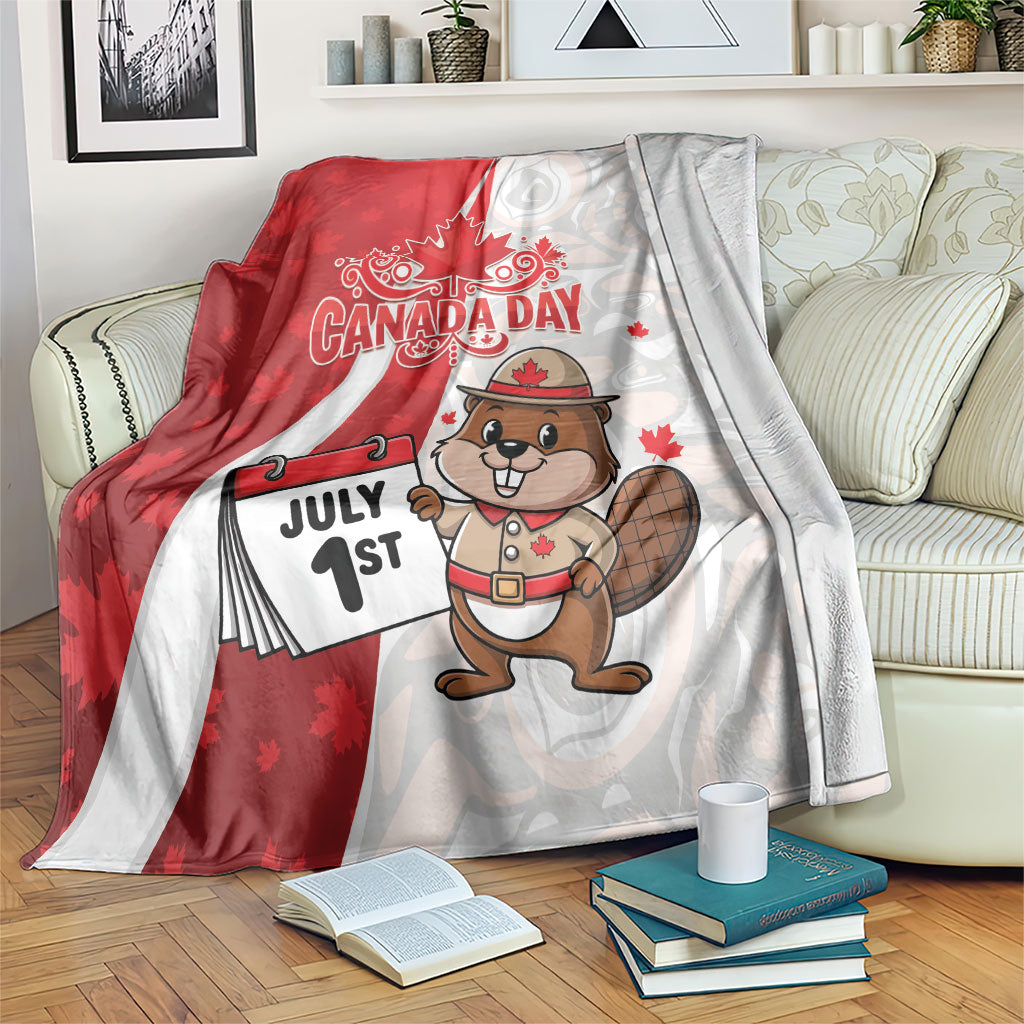 Canada Day Blanket Beaver Mountie Maple Leaves