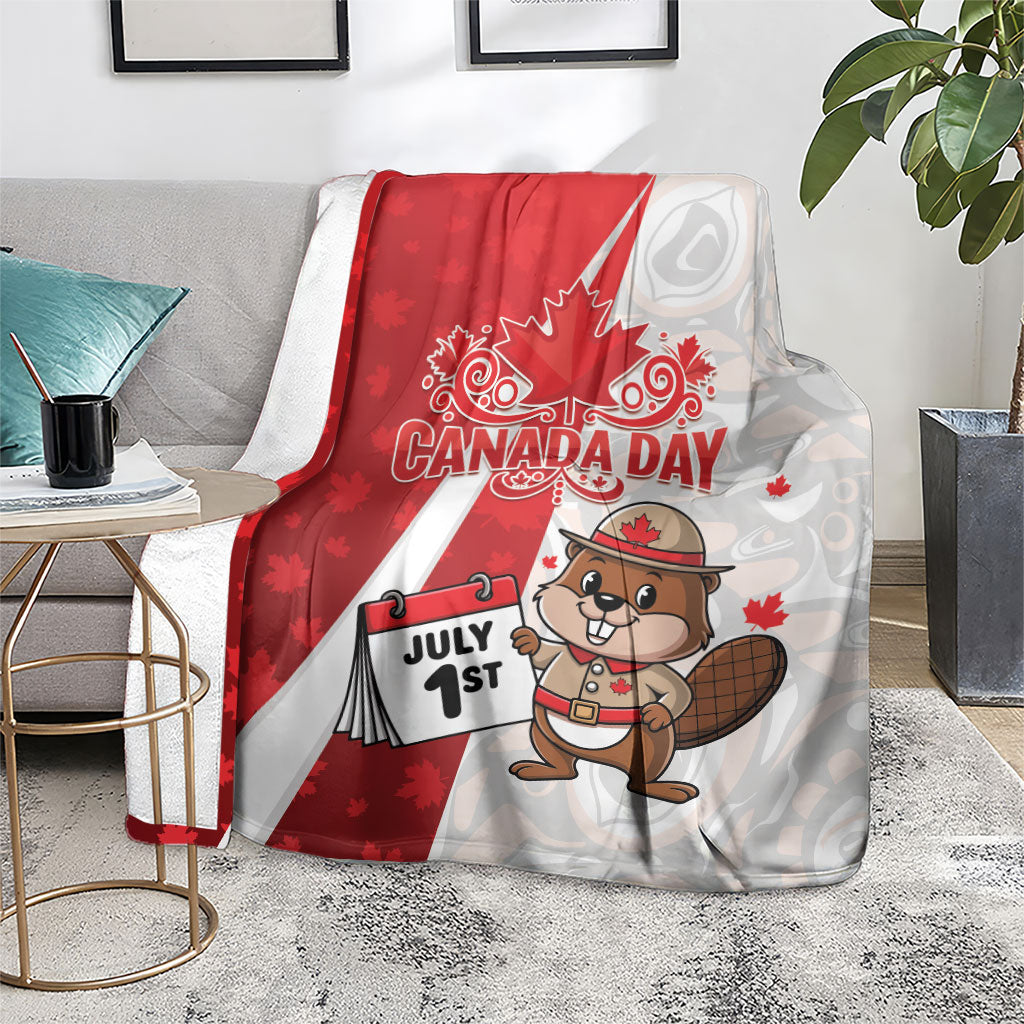 Canada Day Blanket Beaver Mountie Maple Leaves