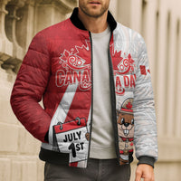 Personalised Canada Day Bomber Puffer Jacket Beaver Mountie Maple Leaves