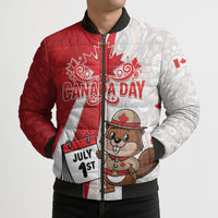 Personalised Canada Day Bomber Puffer Jacket Beaver Mountie Maple Leaves