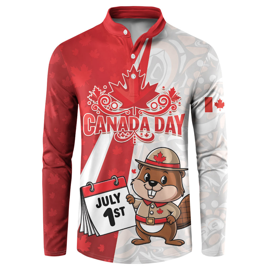 Personalised Canada Day Button Sweatshirt Beaver Mountie Maple Leaves