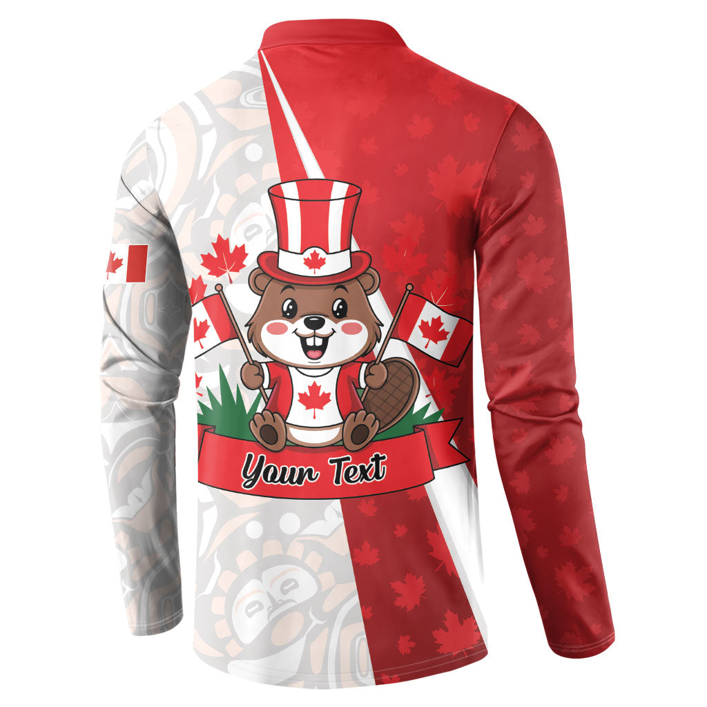 Personalised Canada Day Button Sweatshirt Beaver Mountie Maple Leaves