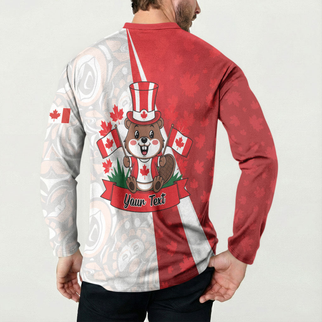 Personalised Canada Day Button Sweatshirt Beaver Mountie Maple Leaves