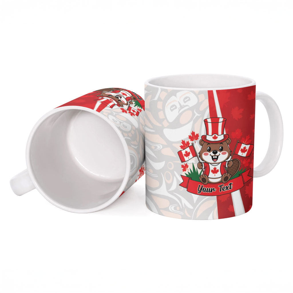 Personalised Canada Day Ceramic Mug Beaver Mountie Maple Leaves