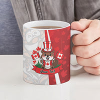 Personalised Canada Day Ceramic Mug Beaver Mountie Maple Leaves