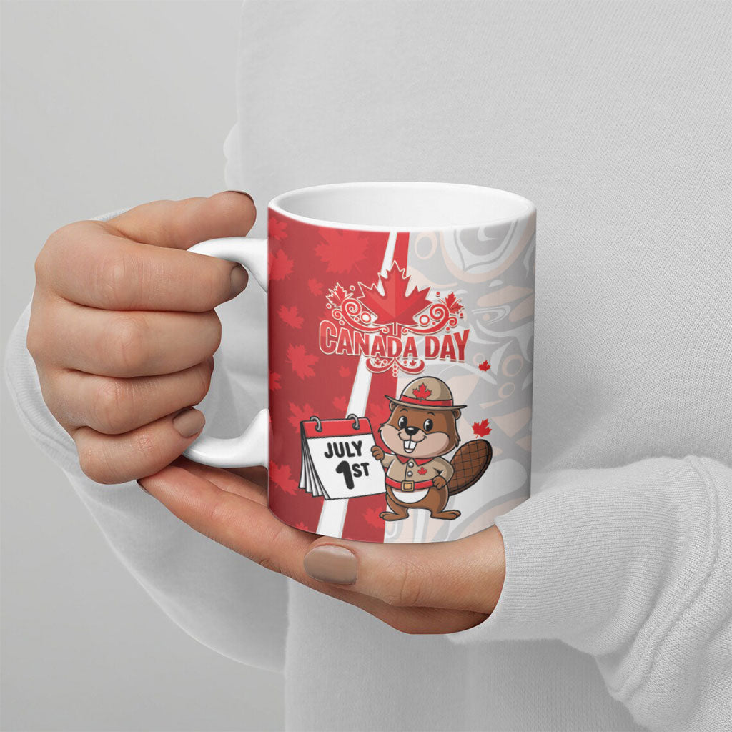 Personalised Canada Day Ceramic Mug Beaver Mountie Maple Leaves