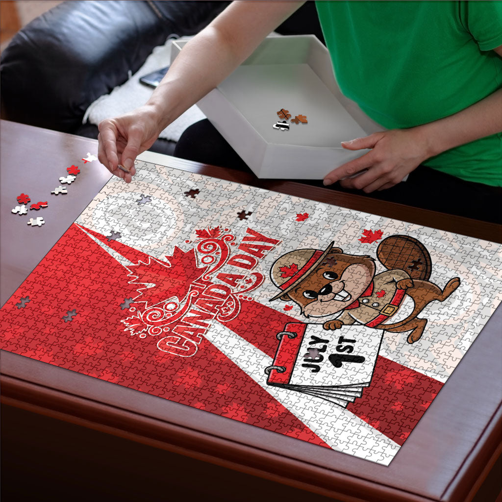 Canada Day Puzzle Beaver Mountie Maple Leaves