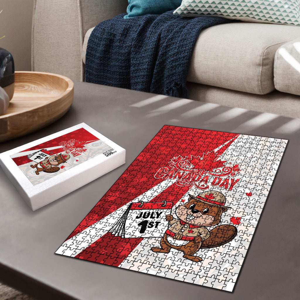 Canada Day Puzzle Beaver Mountie Maple Leaves