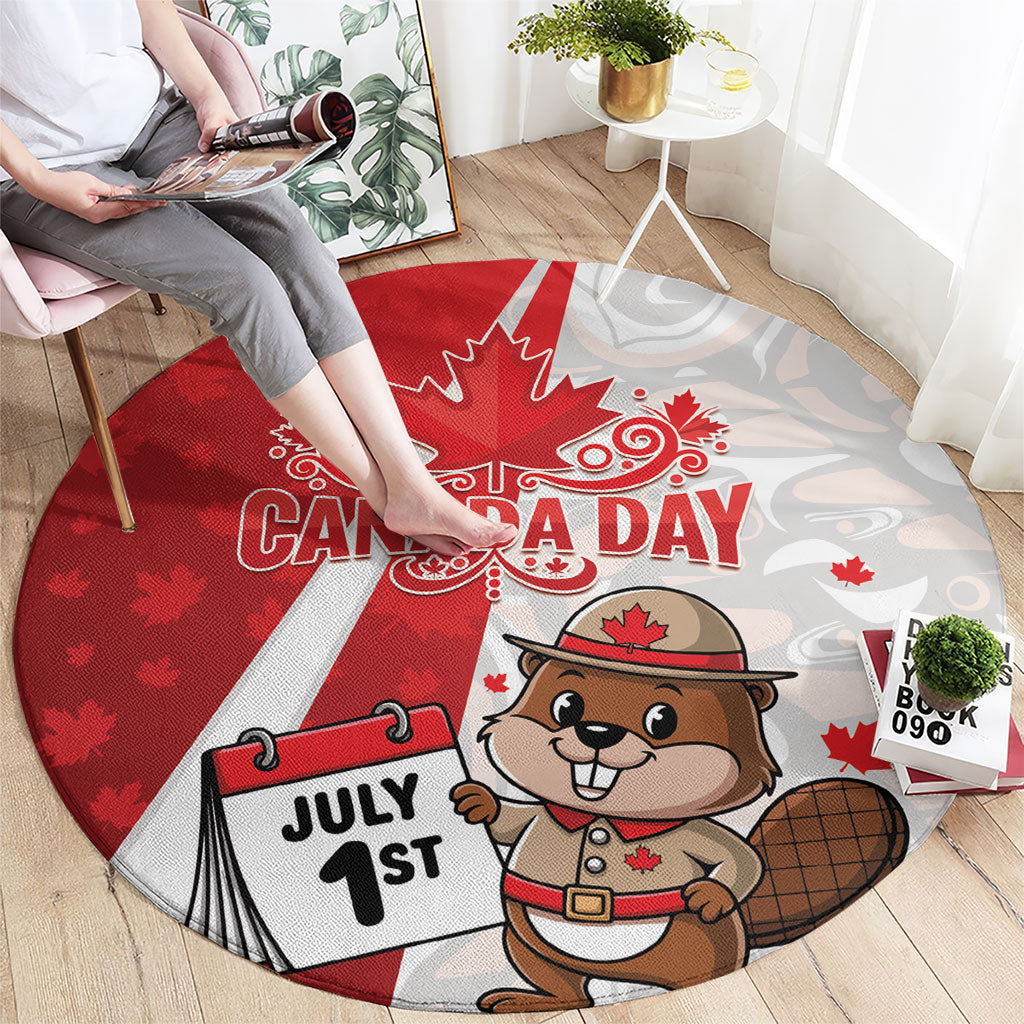 Canada Day Round Carpet Beaver Mountie Maple Leaves