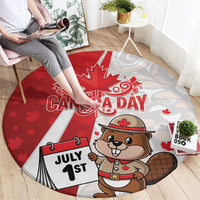 Canada Day Round Carpet Beaver Mountie Maple Leaves