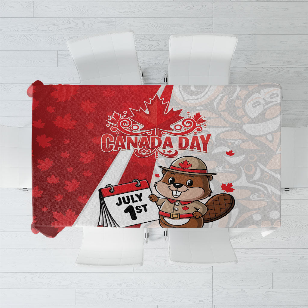 Canada Day Tablecloth Beaver Mountie Maple Leaves