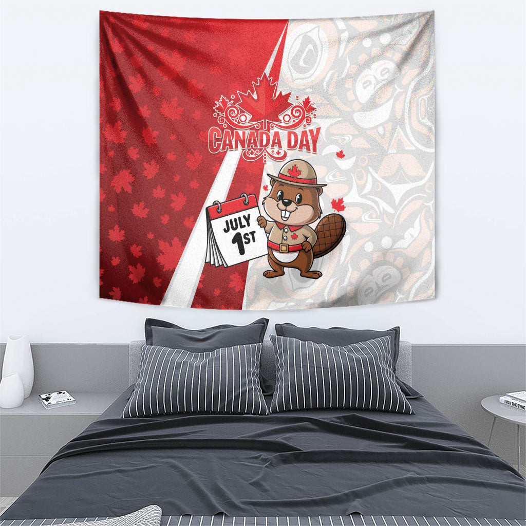 Canada Day Tapestry Beaver Mountie Maple Leaves