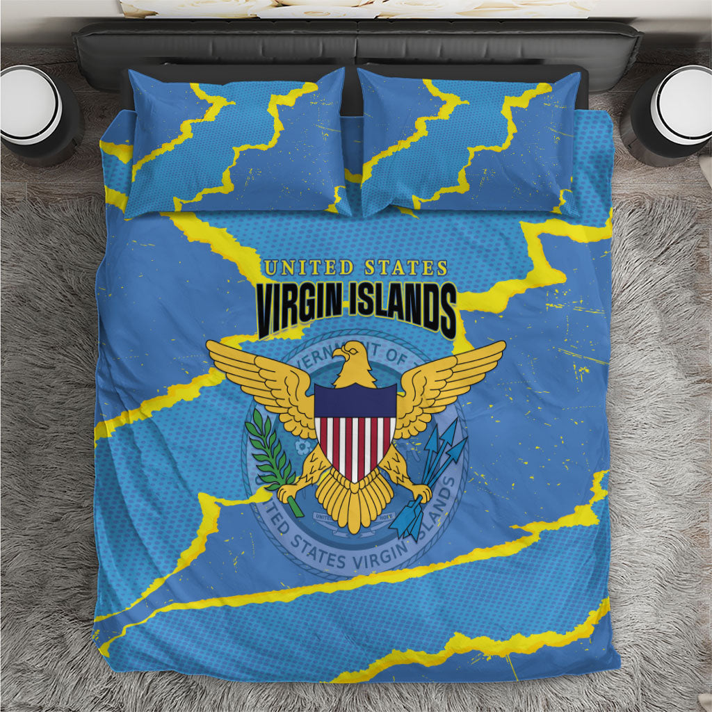 US Virgin Islands Bedding Set Grunge Stylized