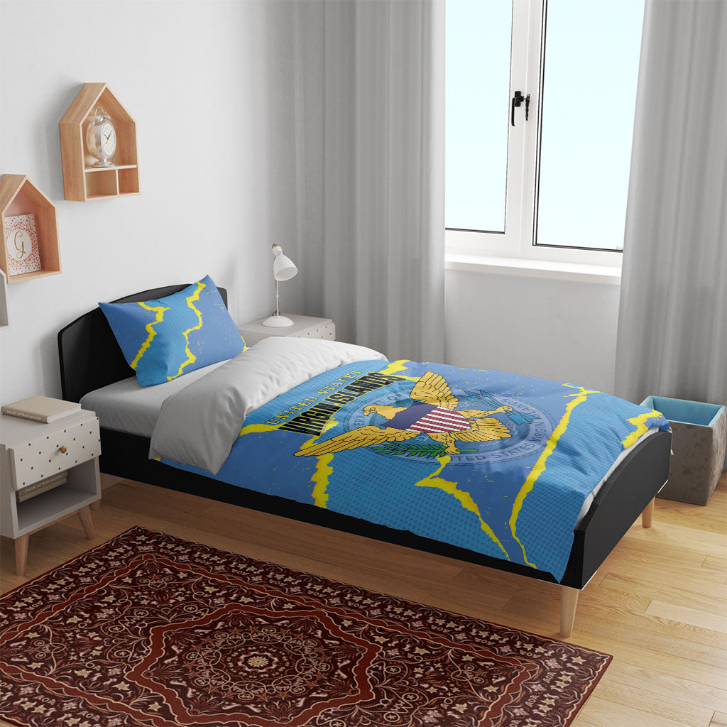 US Virgin Islands Bedding Set Grunge Stylized