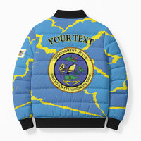 Personalized US Virgin Islands Bomber Puffer Jacket Grunge Stylized