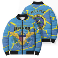 Personalized US Virgin Islands Bomber Puffer Jacket Grunge Stylized