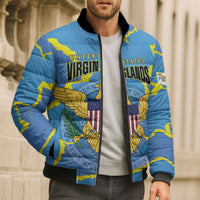 Personalized US Virgin Islands Bomber Puffer Jacket Grunge Stylized