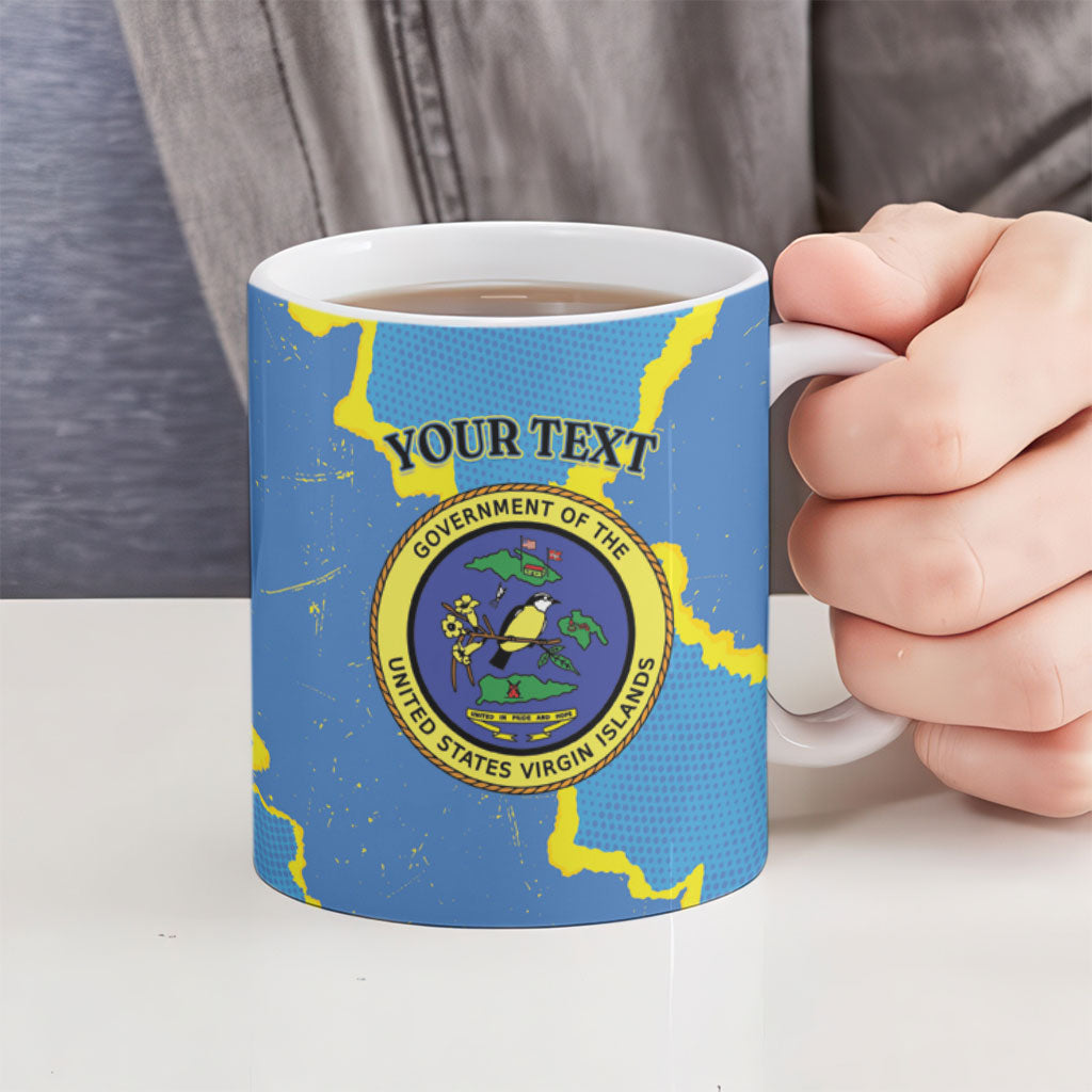 Personalized US Virgin Islands Ceramic Mug Grunge Stylized