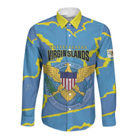 Personalized US Virgin Islands Long Sleeve Button Shirt Grunge Stylized