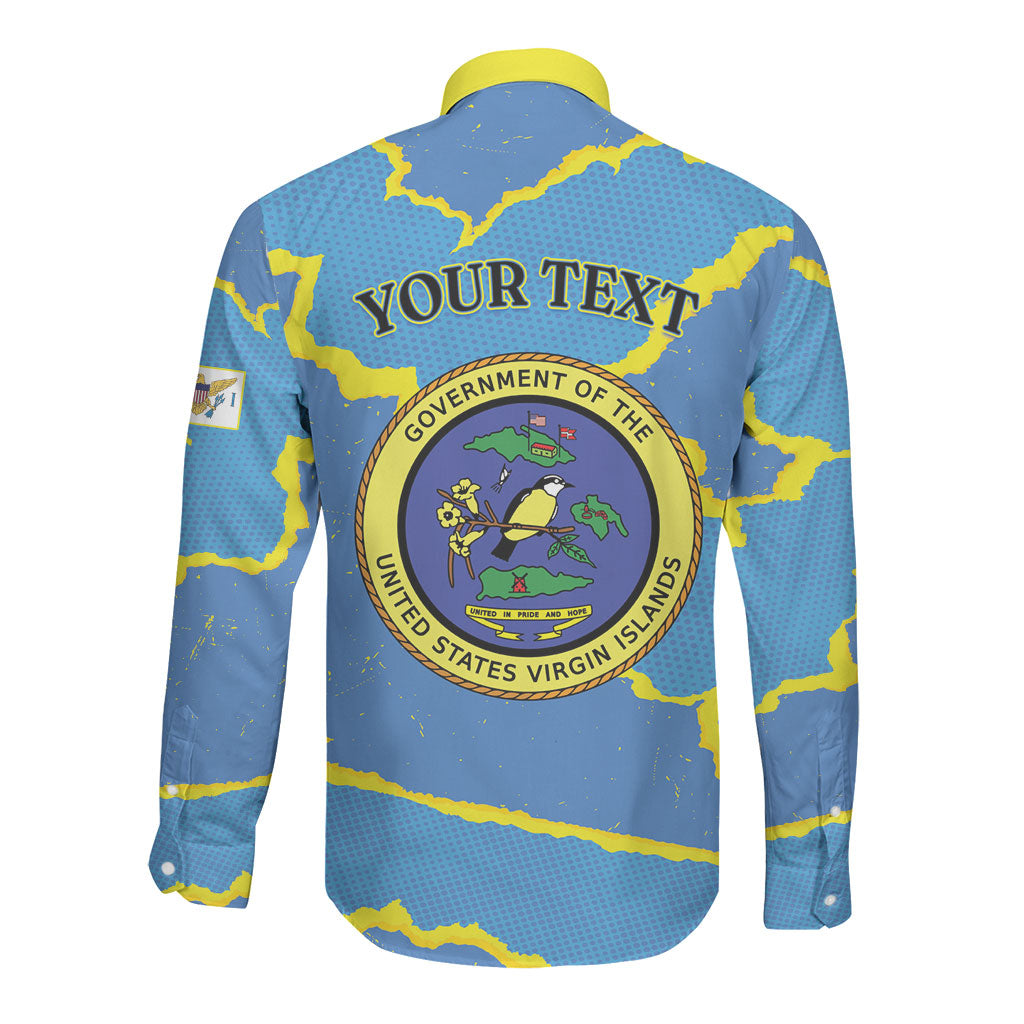 Personalized US Virgin Islands Long Sleeve Button Shirt Grunge Stylized