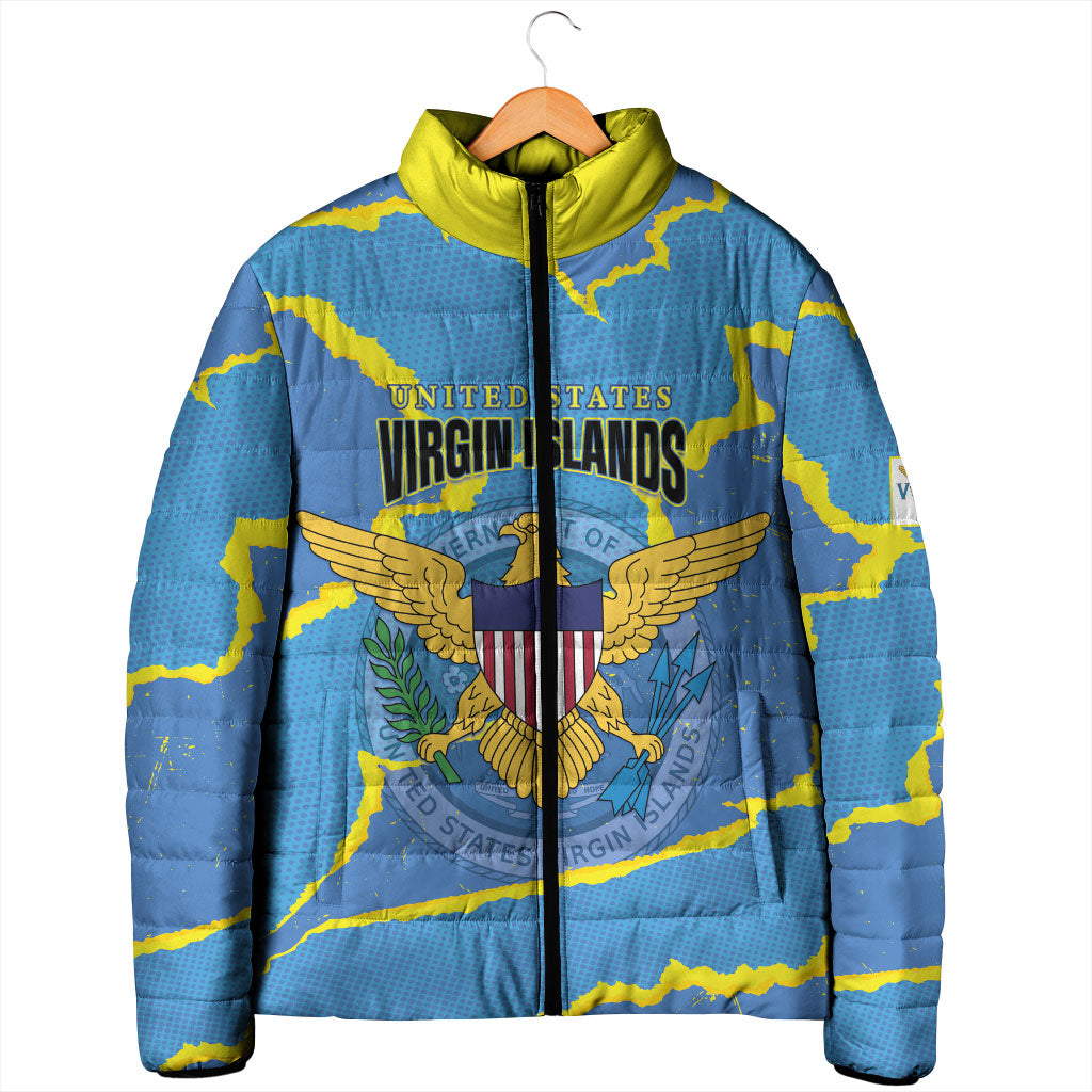 Personalized US Virgin Islands Padded Jacket Grunge Stylized